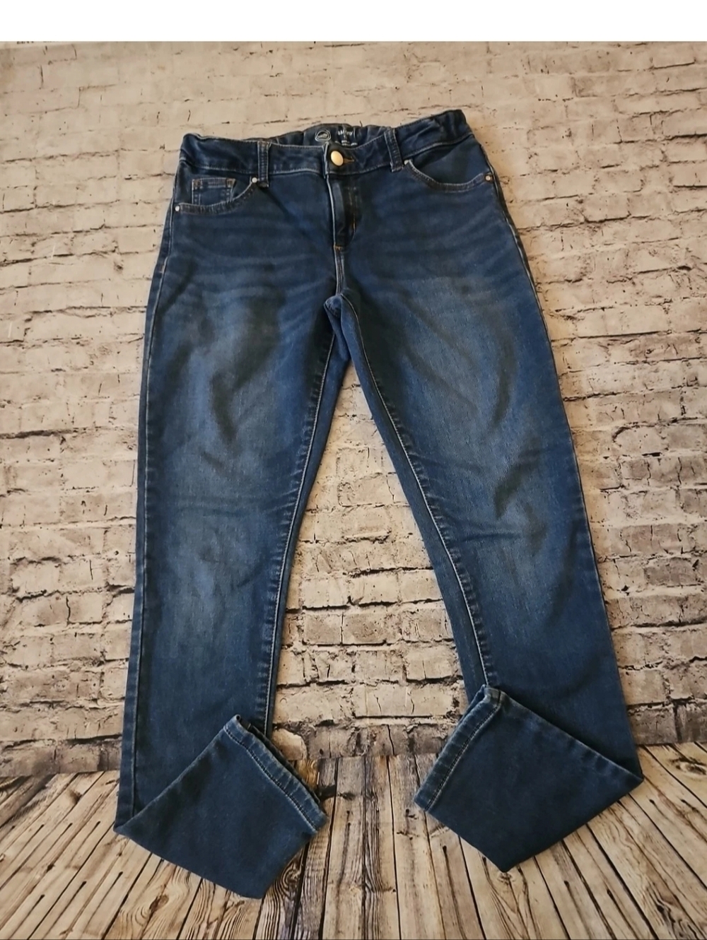 Wonder Nation Blue Adjustable Waist Skinny Jeans Size 16